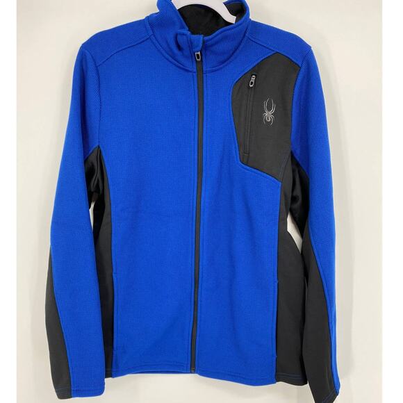 Spyder Mens Bandit Full Zipper Blue Black Long Sleeve Jacket Sweater NEW Medium - Picture 1 of 12